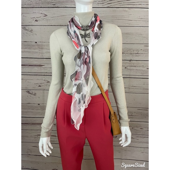 TOPSHOP Cropped Front Pleat Notch Hem Coral Red Trousers Dress Pants - Picture 4 of 4